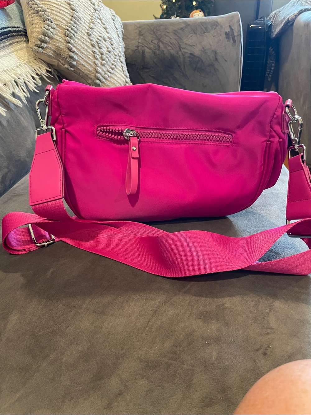 Hot Pink Women's Crossbody Bum Bag- Iris & Rainbow - Picture 4 of 6